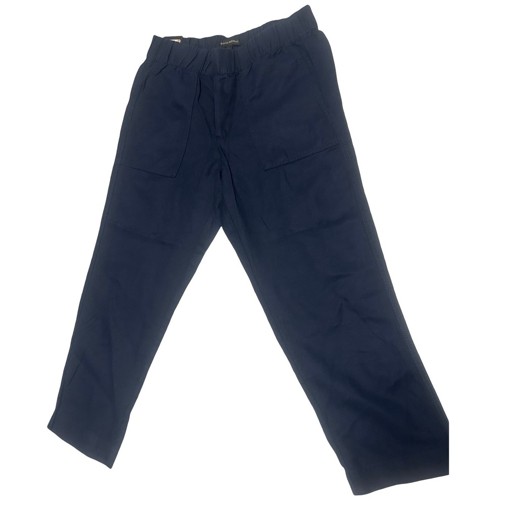 Banana Republic Womens Navy Blue Tapered Pants Lyocell Linen Blend Size
